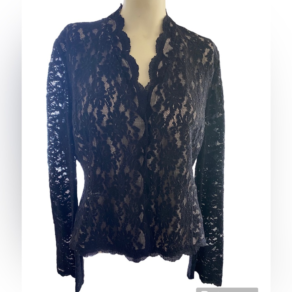 Talbots Black Lace  with Scalloped Edge size 12